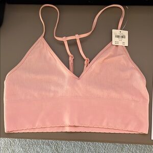Anthropologie Pink Ribbed Bralette with Racerback